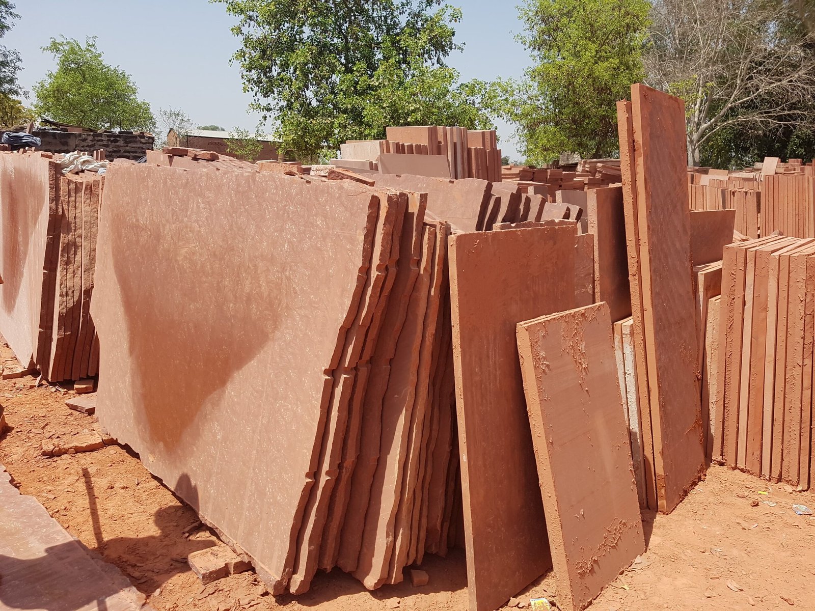 Dholpur stone red pink and beige sandstone tiles slabs paving manufacturer Shekhar Stone Bari Dholpur Rajasthan India